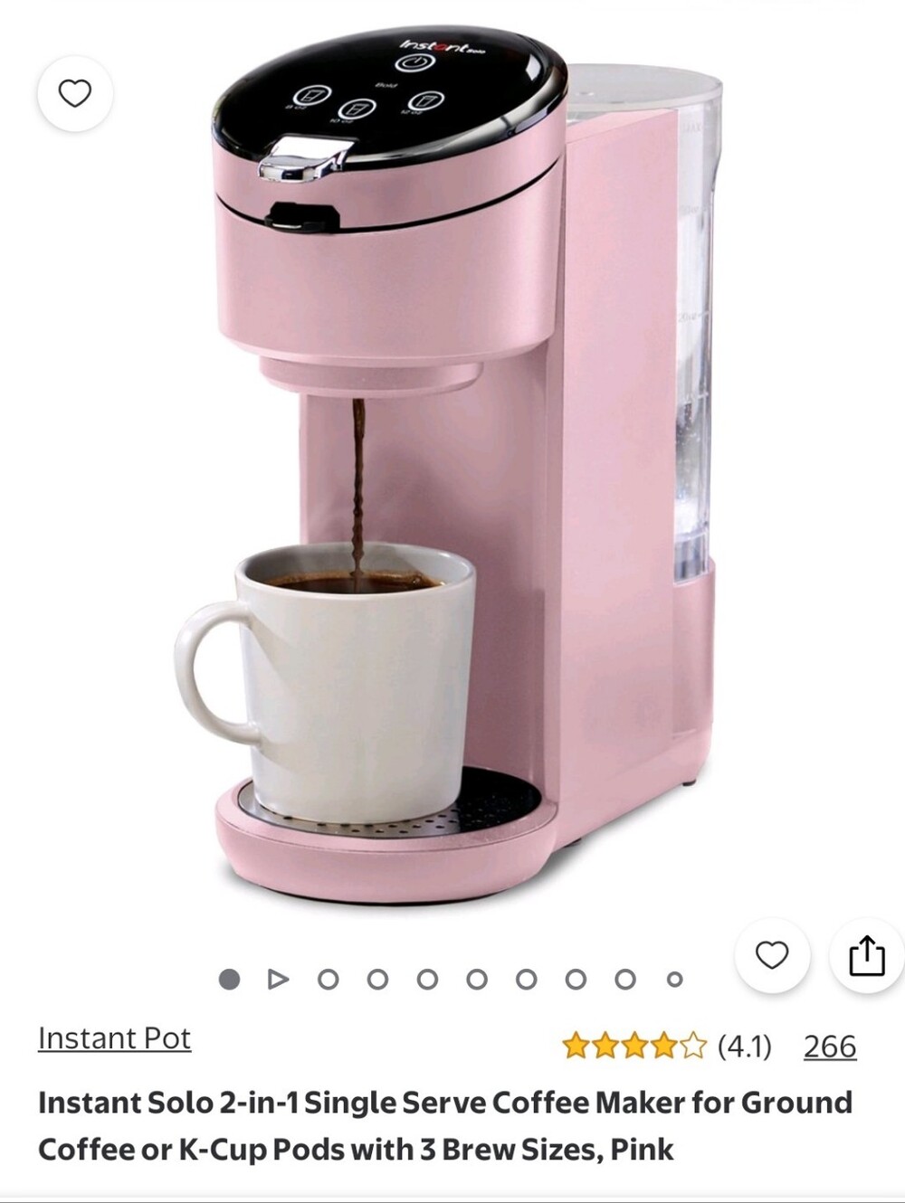 Pink Cuisinart Instant Solo Coffee Maker